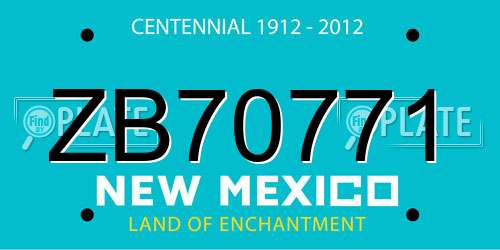 ZB70771 New Mexico License Plate