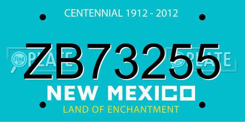 ZB73255 New Mexico License Plate