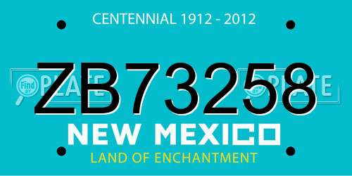 ZB73258 New Mexico License Plate