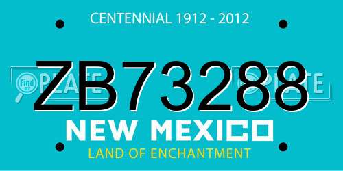 ZB73288 New Mexico License Plate