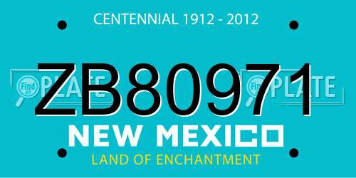 ZB80971 New Mexico License Plate