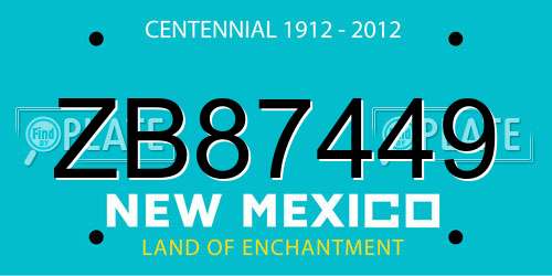 ZB87449 New Mexico License Plate