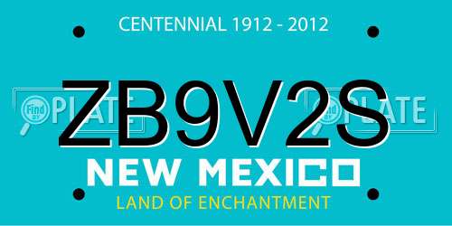 ZB9V2S New Mexico License Plate