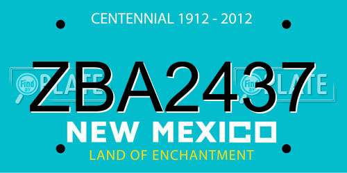 ZBA2437 New Mexico License Plate