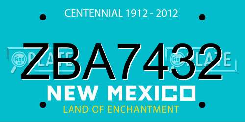 ZBA7432 New Mexico License Plate