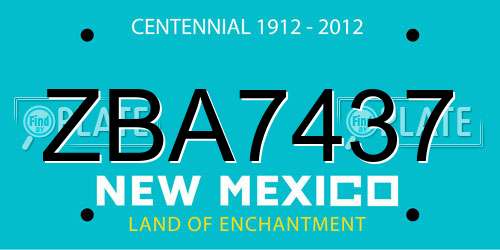 ZBA7437 New Mexico License Plate