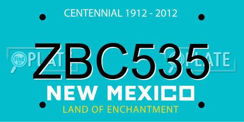 ZBC535 New Mexico License Plate