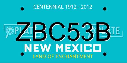 ZBC53B New Mexico License Plate