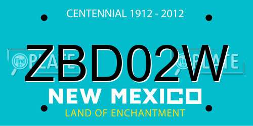 ZBD02W New Mexico License Plate