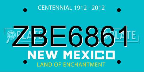 ZBE6861 New Mexico License Plate