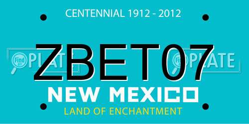 ZBET07 New Mexico License Plate