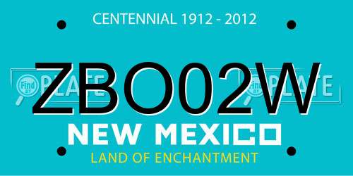ZBO02W New Mexico License Plate
