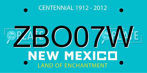 ZBO07W New Mexico License Plate