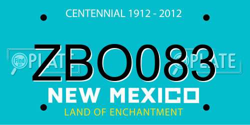 ZBO083 New Mexico License Plate