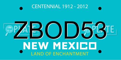 ZBOD53 New Mexico License Plate