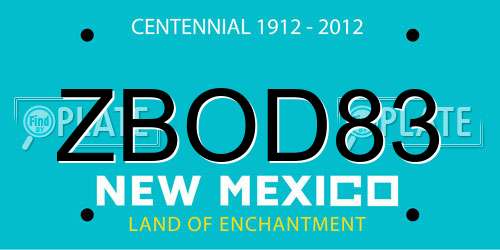 ZBOD83 New Mexico License Plate