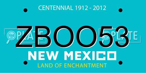 ZBOO53 New Mexico License Plate