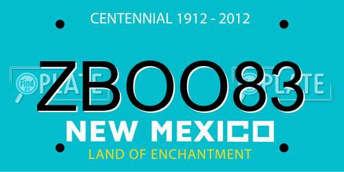 ZBOO83 New Mexico License Plate