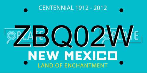 ZBQ02W New Mexico License Plate
