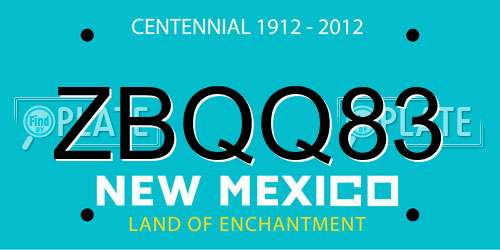 ZBQQ83 New Mexico License Plate