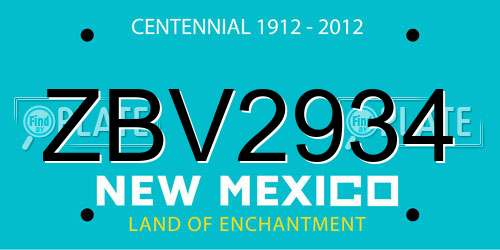 ZBV2934 New Mexico License Plate