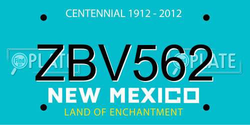 ZBV562 New Mexico License Plate