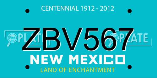 ZBV567 New Mexico License Plate