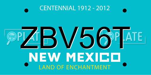 ZBV56T New Mexico License Plate