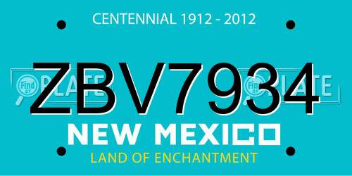 ZBV7934 New Mexico License Plate