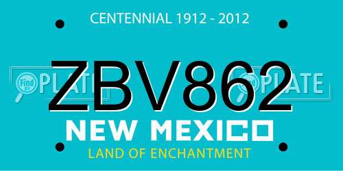 ZBV862 New Mexico License Plate