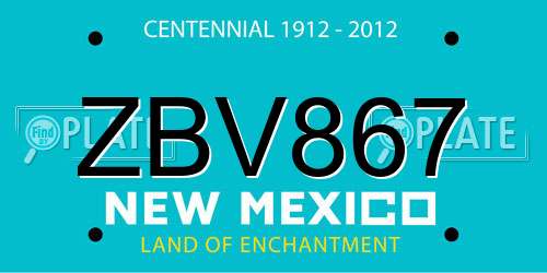 ZBV867 New Mexico License Plate