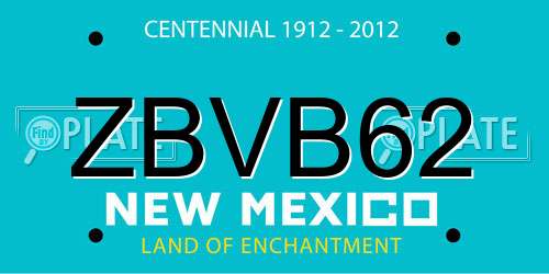 ZBVB62 New Mexico License Plate
