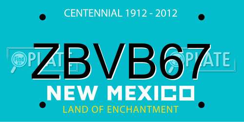 ZBVB67 New Mexico License Plate