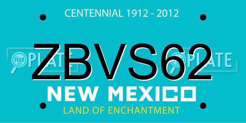 ZBVS62 New Mexico License Plate
