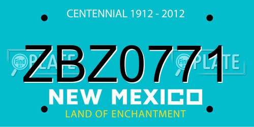 ZBZ0771 New Mexico License Plate