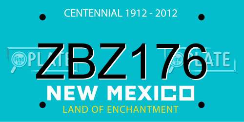 ZBZ176 New Mexico License Plate