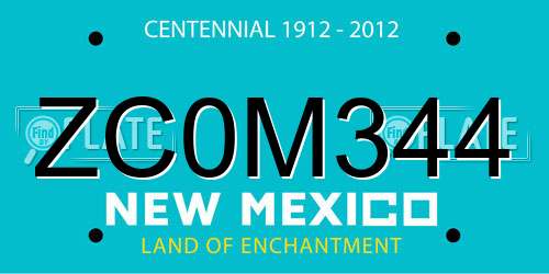 ZC0M344 New Mexico License Plate