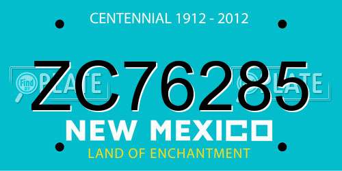 ZC76285 New Mexico License Plate