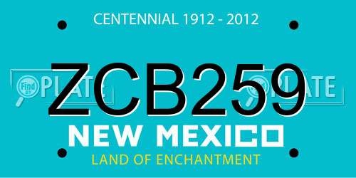ZCB259 New Mexico License Plate