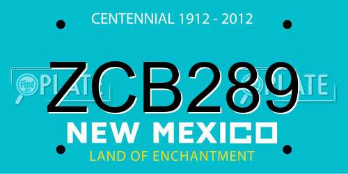 ZCB289 New Mexico License Plate