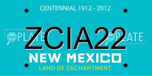 ZCIA22 New Mexico License Plate