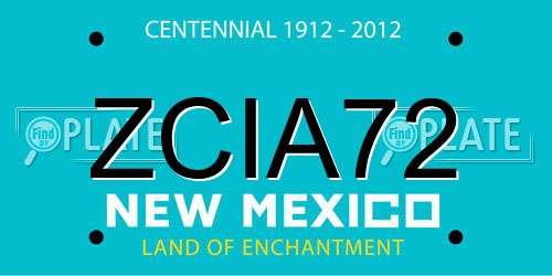 ZCIA72 New Mexico License Plate