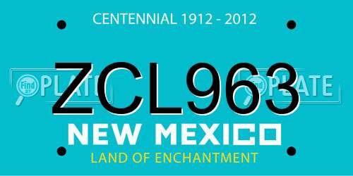ZCL963 New Mexico License Plate