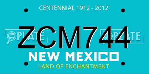 ZCM744 New Mexico License Plate