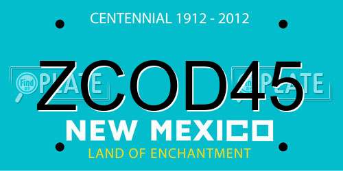 ZCOD45 New Mexico License Plate