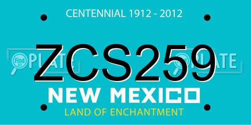 ZCS259 New Mexico License Plate