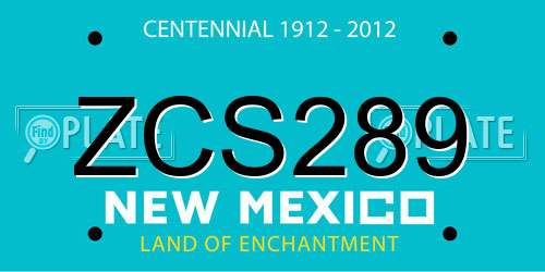 ZCS289 New Mexico License Plate