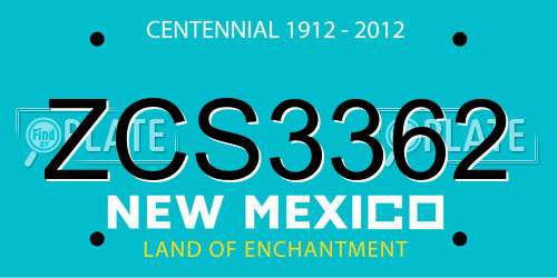 ZCS3362 New Mexico License Plate