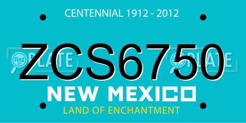 ZCS6750 New Mexico License Plate