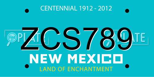 ZCS789 New Mexico License Plate